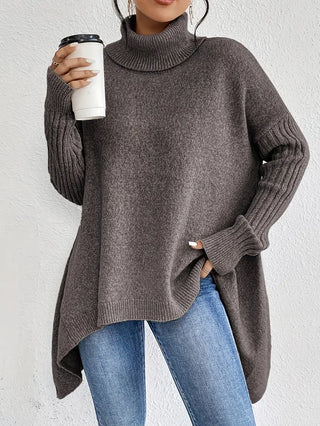 Oversized cosy turtleneck knit jumper for women | Elowen -8