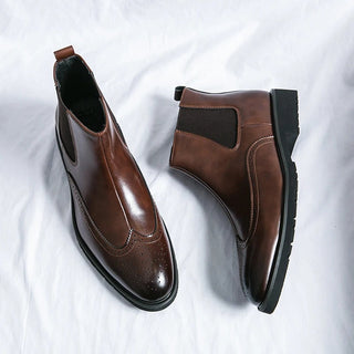 Genuine leather brogue-detail Chelsea boots for men | Alden -4