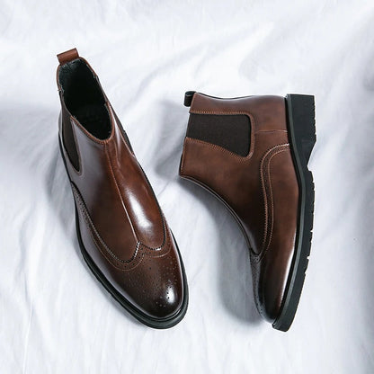Genuine leather brogue-detail Chelsea boots for men | Alden -4