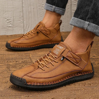 Calvren | Men's Leather Ankle Boots with Side Zipper