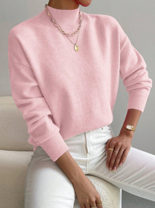 Classic mock-neck knit everyday jumper for women | Aurelia -11
