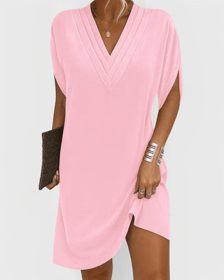 Deep V-neck everyday midi dress for women | Evelina -6