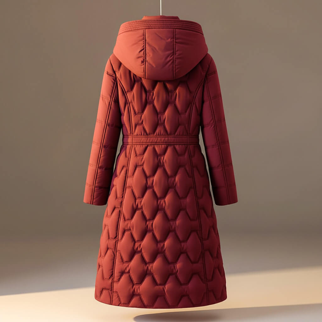 Quilted hooded winter coat with zip and snap for women | Lauren -5