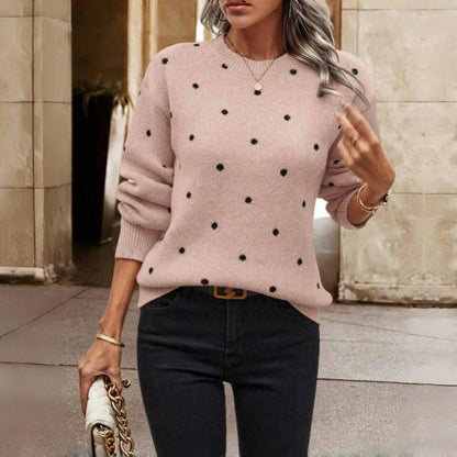 Polka dot cosy knit sweater for women | Lunette -4