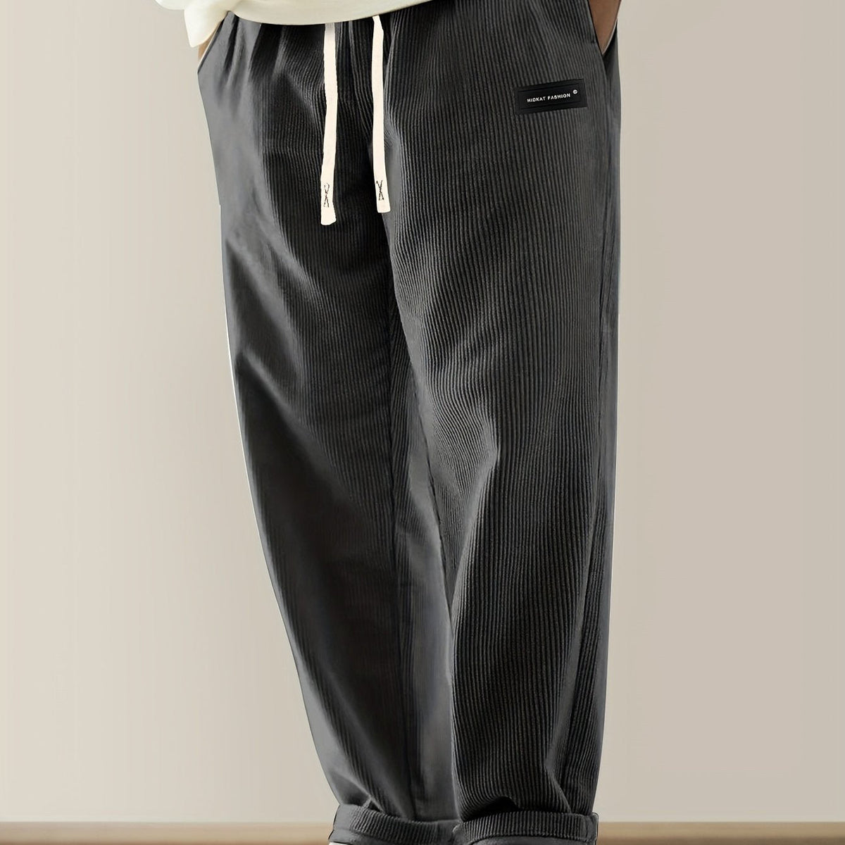 Relaxed corduroy drawstring casual trousers for men | Ellison -19