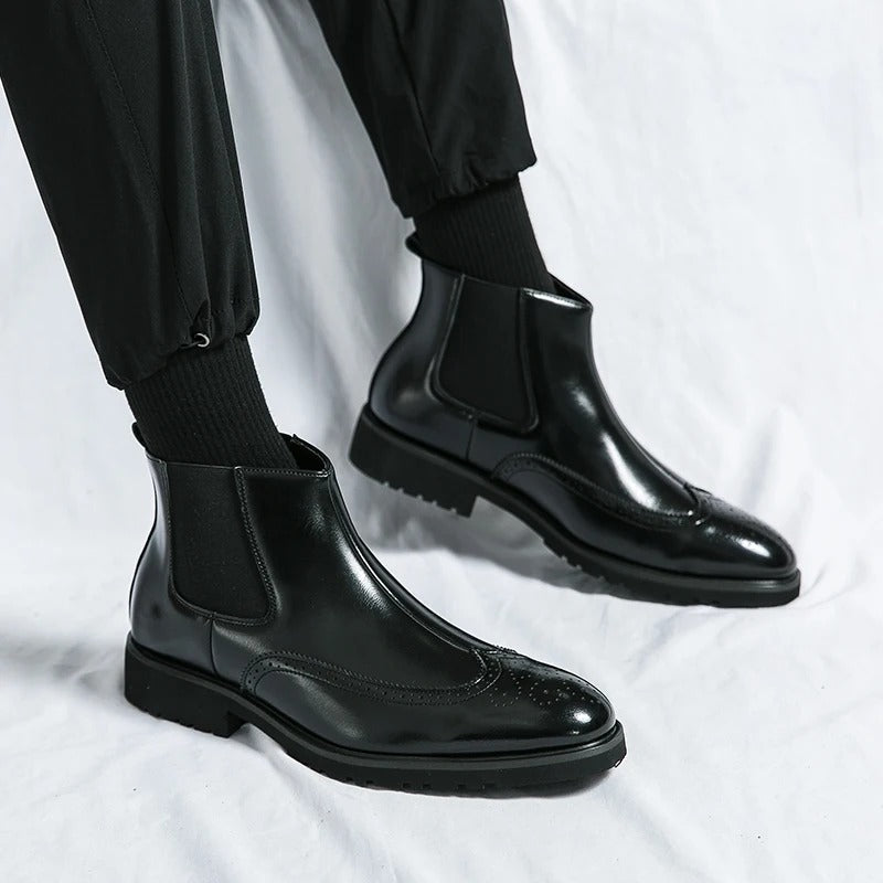 Genuine leather brogue-detail Chelsea boots for men | Alden -20