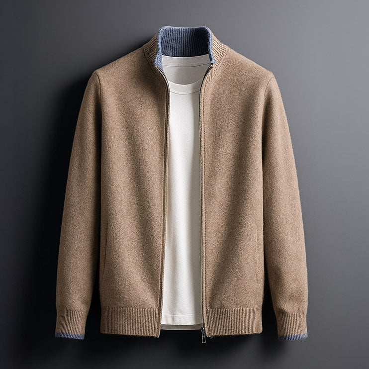 Smart zip-front everyday cardigan for men | Alessio -1