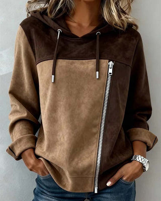 Varelle | Women's Color Block Zip Up Hoodie with Drawstring