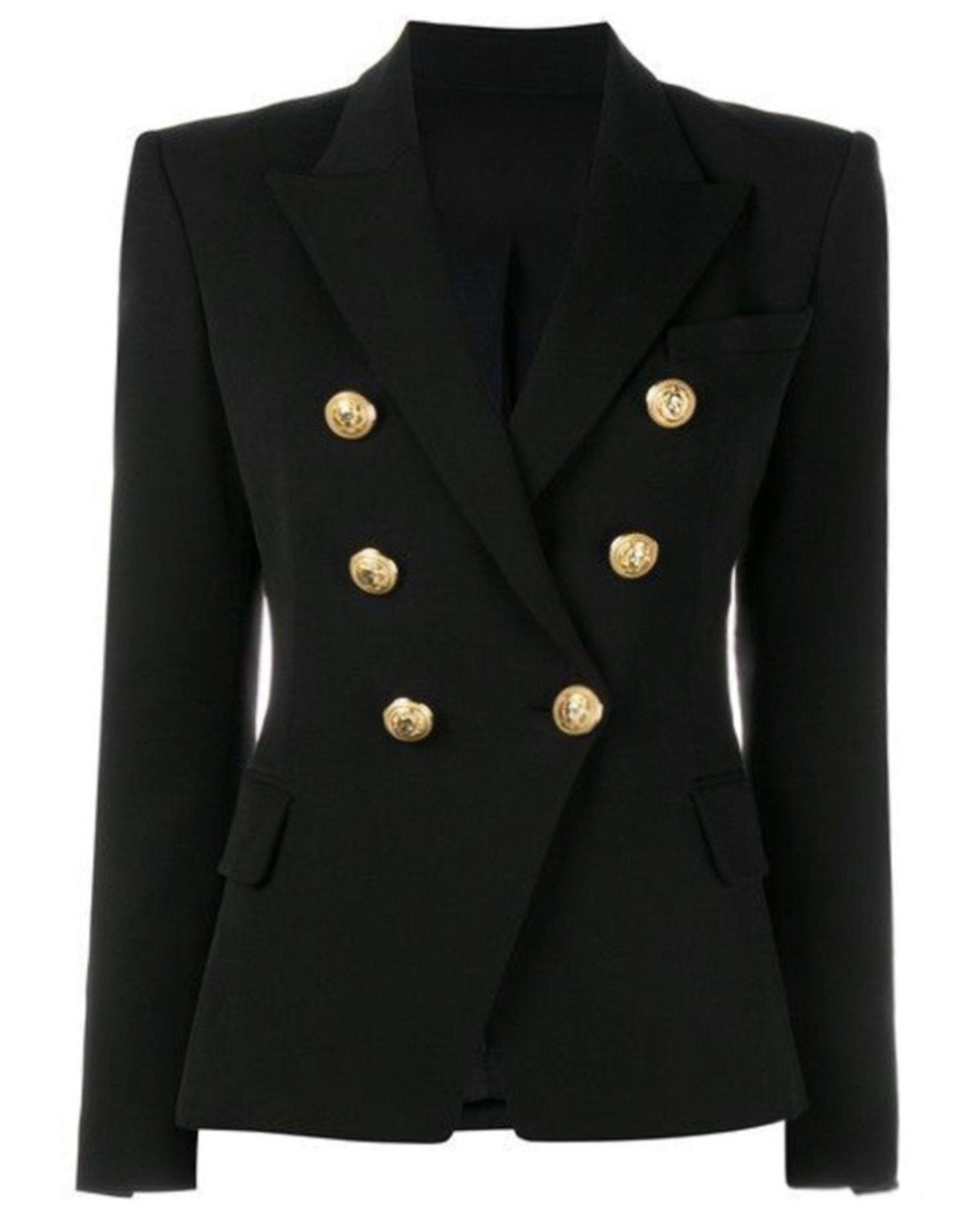 Double-breasted gold-button tailored blazer for women | Vivienne -3