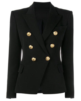 Double-breasted gold-button tailored blazer for women | Vivienne -3