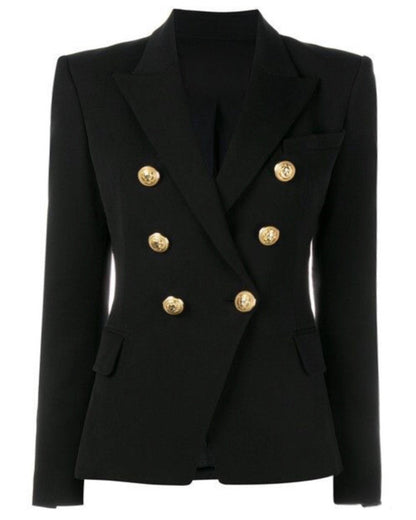 Double-breasted gold-button tailored blazer for women | Vivienne -3