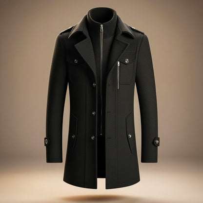 Structured wool-blend tailored seam winter coat for men | Marco -6