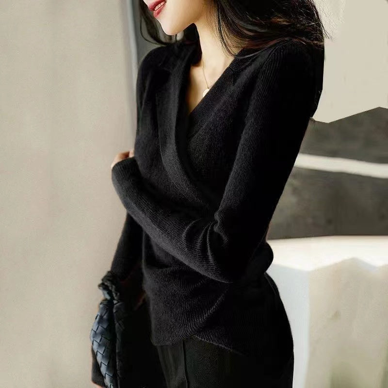 Caramel Peter Pan Collar Asymmetrical Sweater Women  | Elira