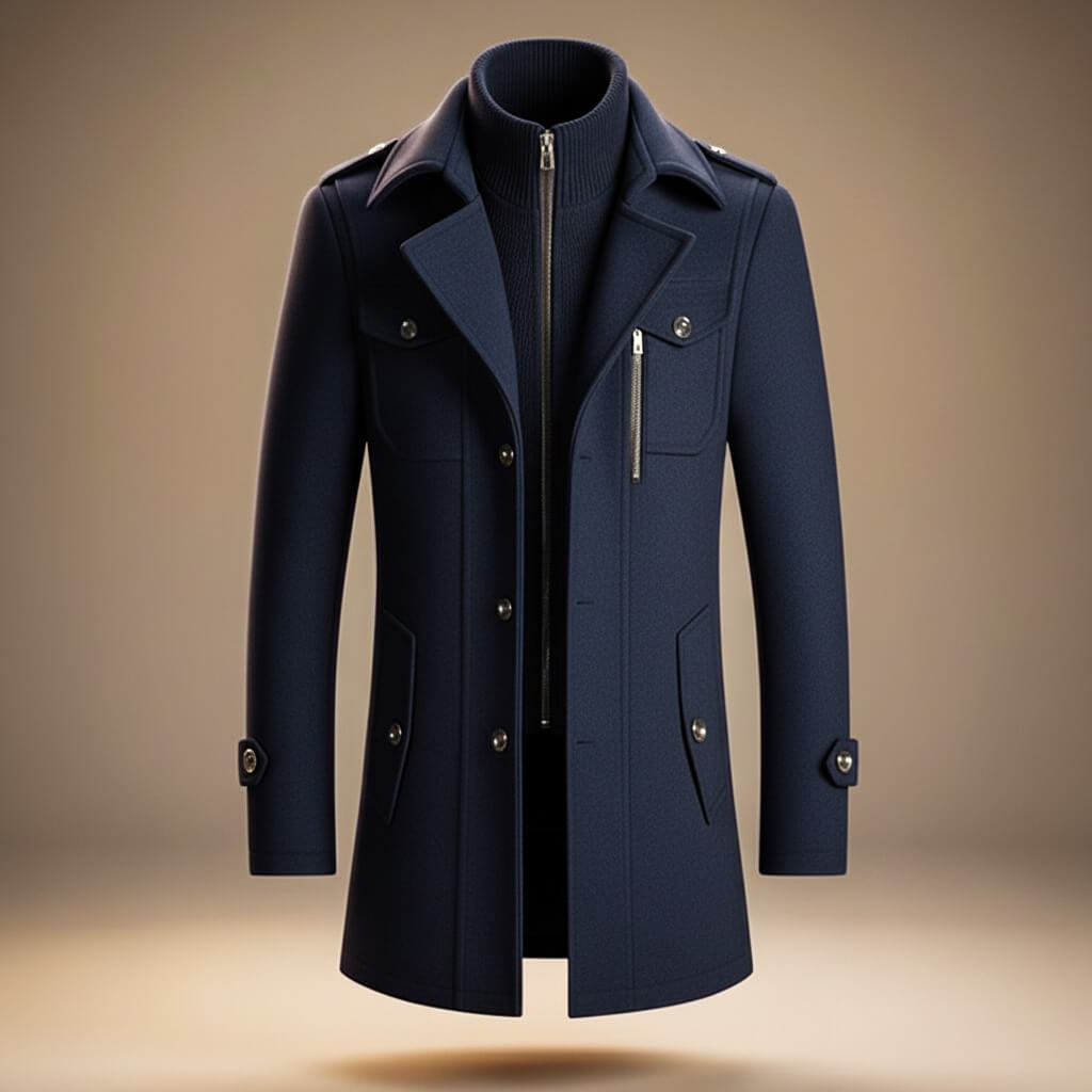 Structured wool-blend tailored seam winter coat for men | Marco -3