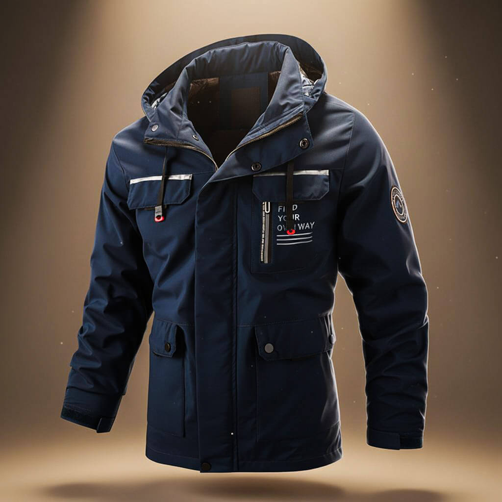 Hooded winter jacket with reinforced pockets for men | Explorer -3