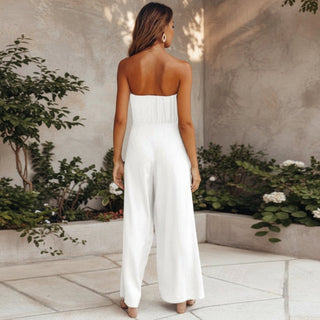 Strapless backless wide-leg boho jumpsuit for women | Isla Nomade -5