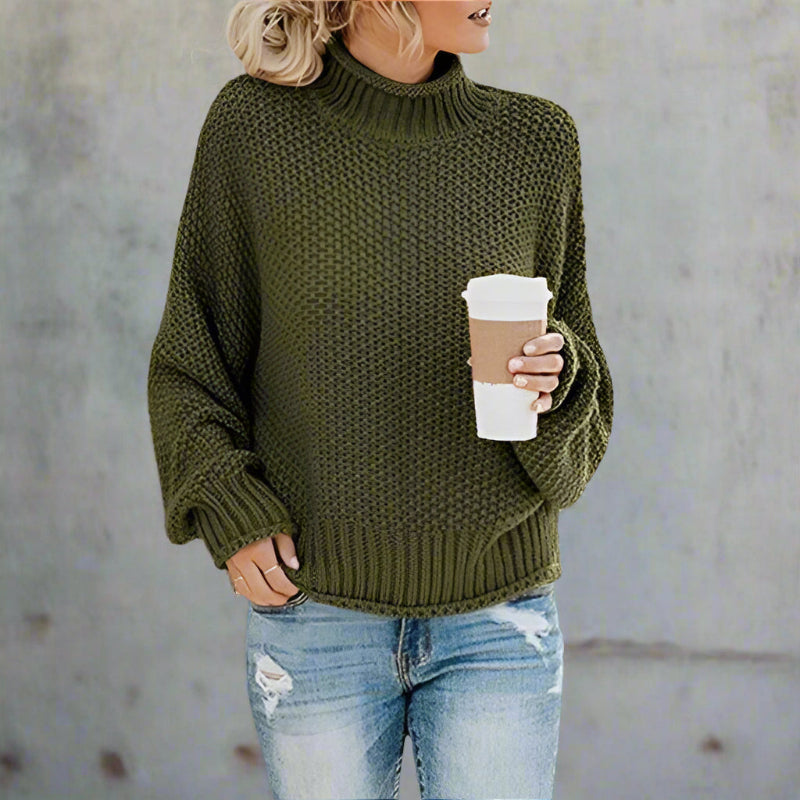 Loose-fit cosy turtleneck knit pullover for women | Arabelle Cozy -4