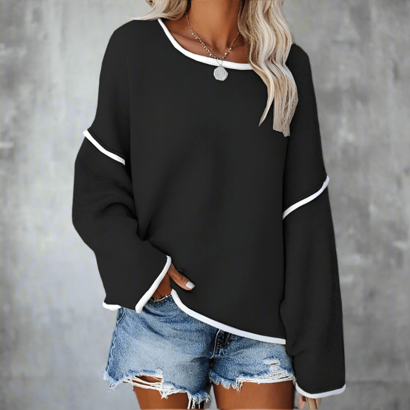 Oversized patchwork knit everyday pullover for women | Sierra Patch -2