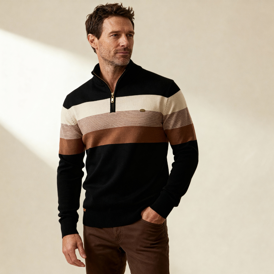 Soft quarter-zip cosy everyday jumper for men | Burk -3