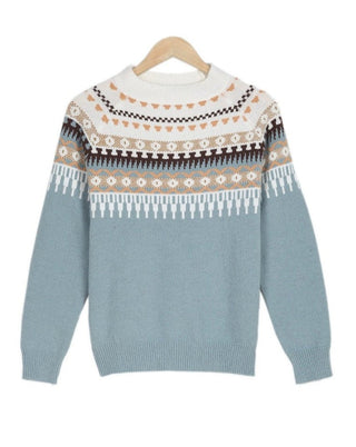 Nordic | Women's Fair Isle Mock Neck Knit Sweater