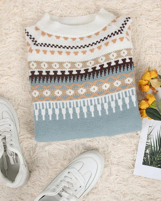 Nordic | Women's Fair Isle Mock Neck Knit Sweater