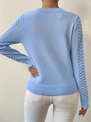 Celestra | Women's Pointelle Knit Round Neck Sweater