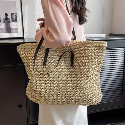 Marigold | Woven Straw Beach Tote Bag