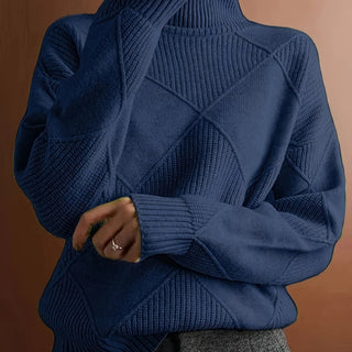 Mirelle | Women's Textured Turtleneck Diamond Knit Sweater