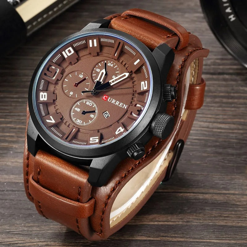 Leather-strap chronograph calendar watch for men | Legacy -2