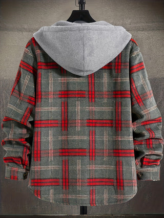 Norvane | Plaid Hooded Button Front Jacket with Pocket