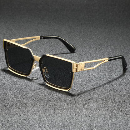 Retro half-frame gradient fashion sunglasses for men | Viridian -4