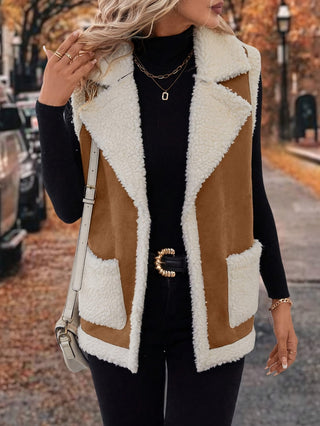 Varelle | Women's Lapel Collar Warm Vest with Front Pockets