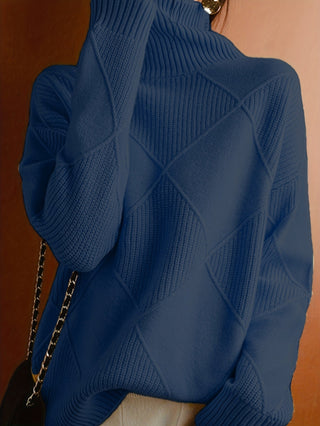 Mirelle | Women's Textured Turtleneck Diamond Knit Sweater
