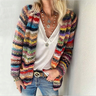 Marovelle | Women's Multicolor Open Front Knit Cardigan