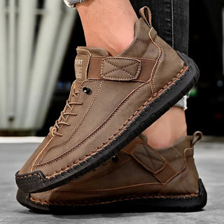 Calvren | Men's Leather Ankle Boots with Side Zipper