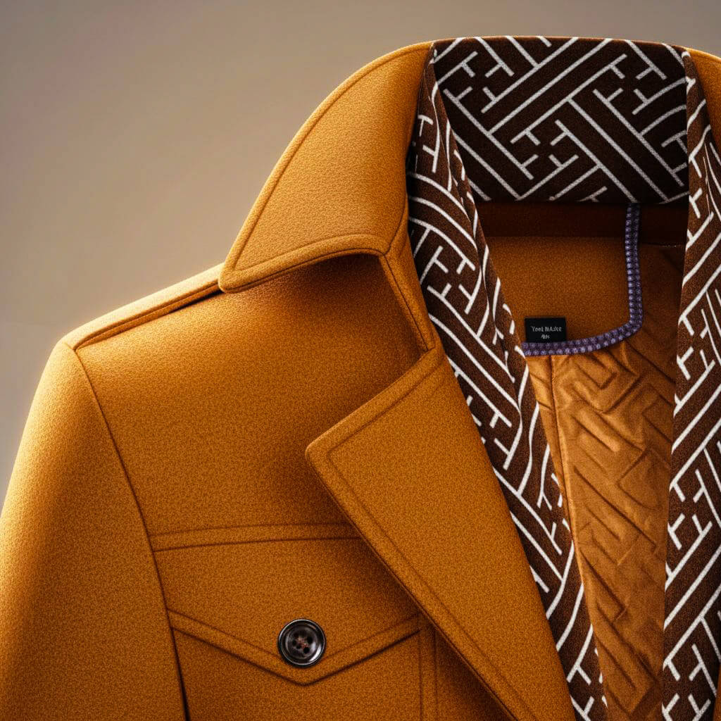 Tailored wool-blend coat with detachable scarf for men | Kensworth -9