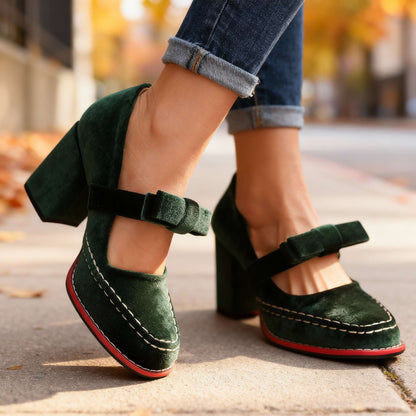 Hattie | Women's Block Heel Bow Mary Jane Pump