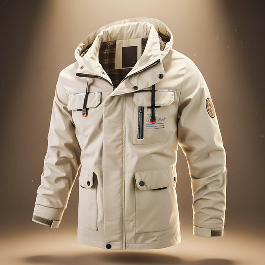 Hooded winter jacket with reinforced pockets for men | Explorer -1
