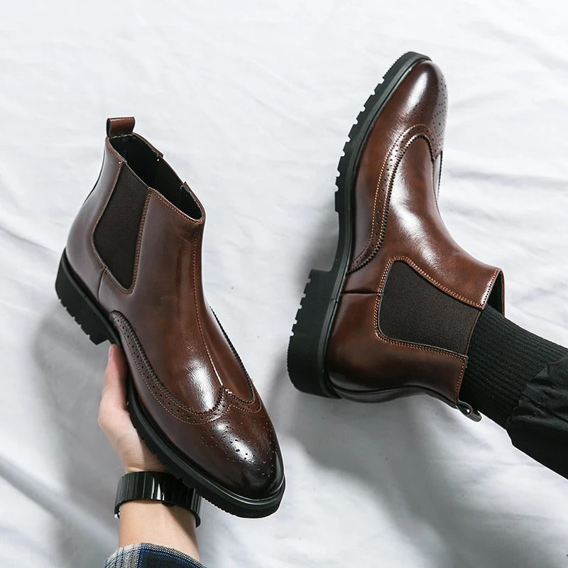 Genuine leather brogue-detail Chelsea boots for men | Alden -7