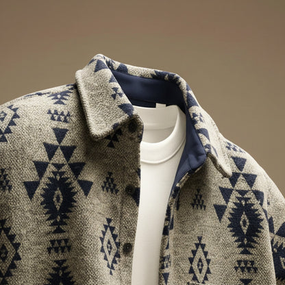 Patterned wool-blend relaxed casual jacket for men | Weston -3