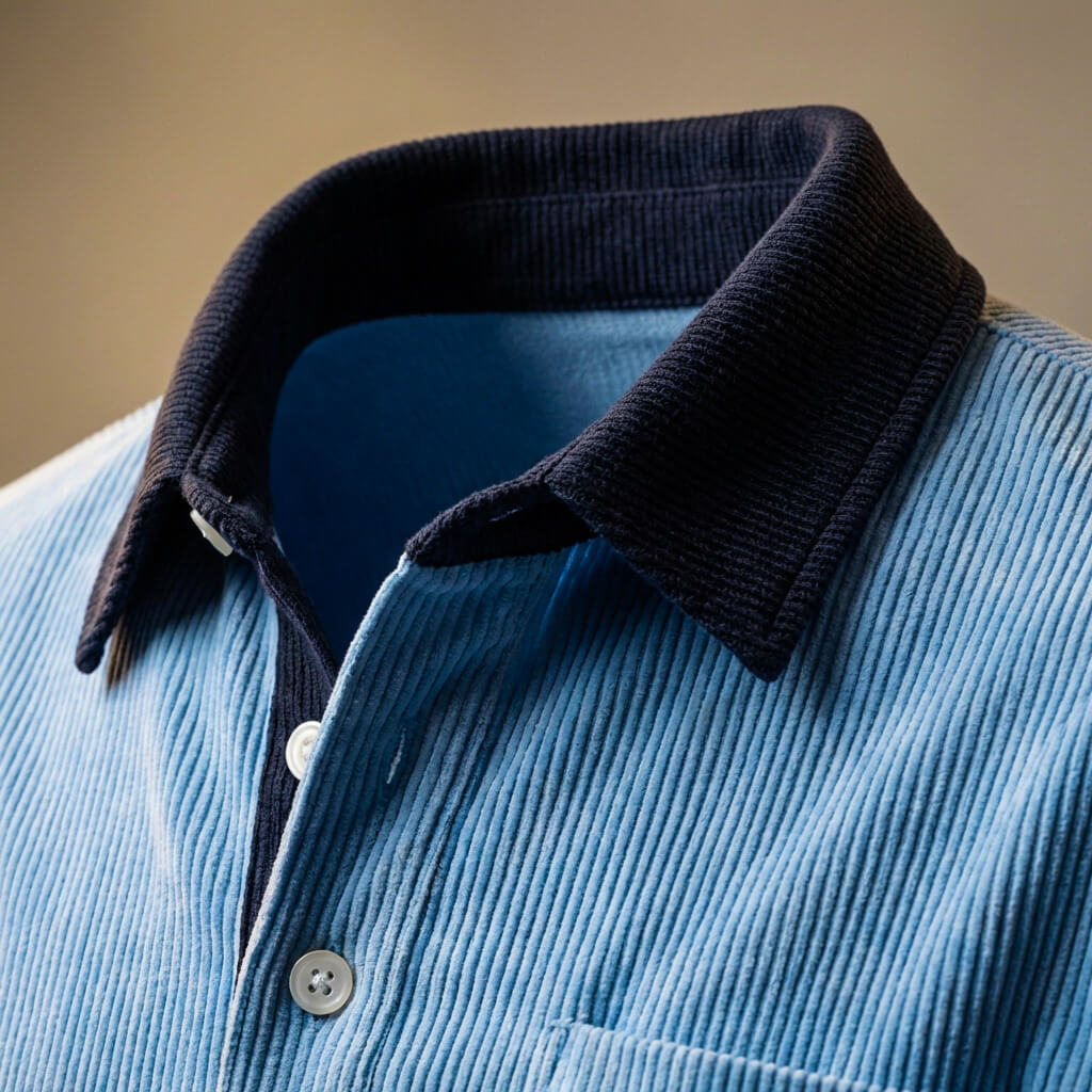 Corduroy long-sleeve casual polo for men | Scott -7