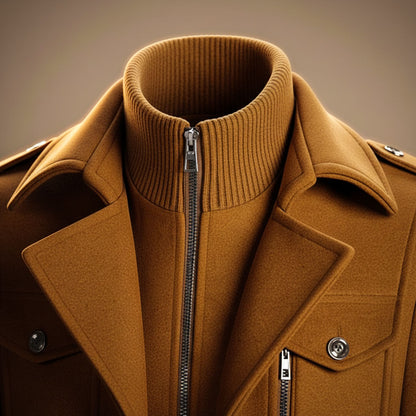 Structured wool-blend tailored seam winter coat for men | Marco -9