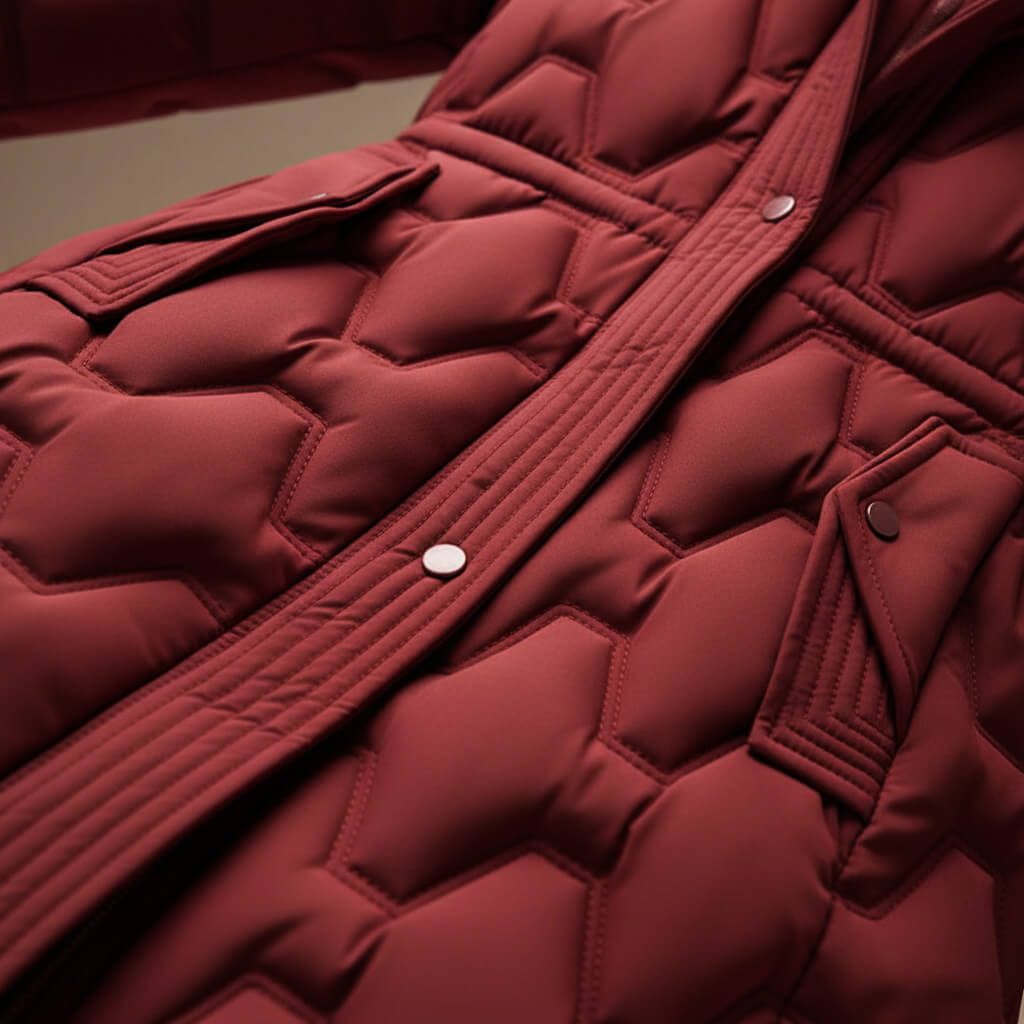 Quilted hooded winter coat with zip and snap for women | Lauren -7