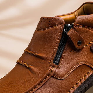 Bellune | Men's Leather Moc Shoes with Side Zip Closure