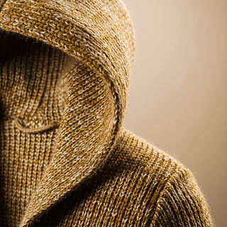 Hooded ribbed knit everyday cardigan for men | Adrian -5