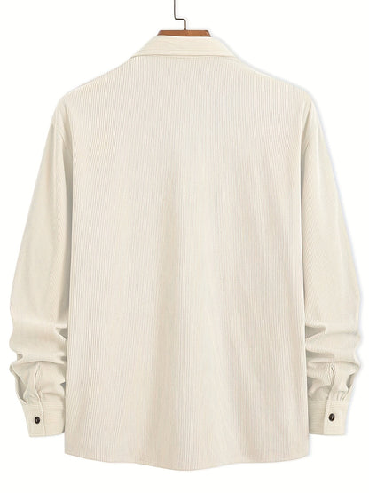 Textured casual button-up overshirt for men | Ellison Cord -4
