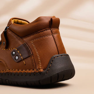 Bellune | Men's Leather Moc Shoes with Side Zip Closure
