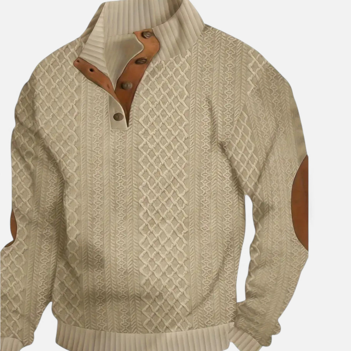 Zephyrine | Men's Textured Knit Button Collar Pullover
