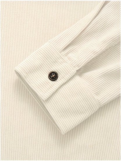 Textured casual button-up overshirt for men | Ellison Cord -12