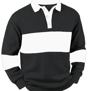 Calvren | Men's Color Block Long Sleeve Polo Shirt